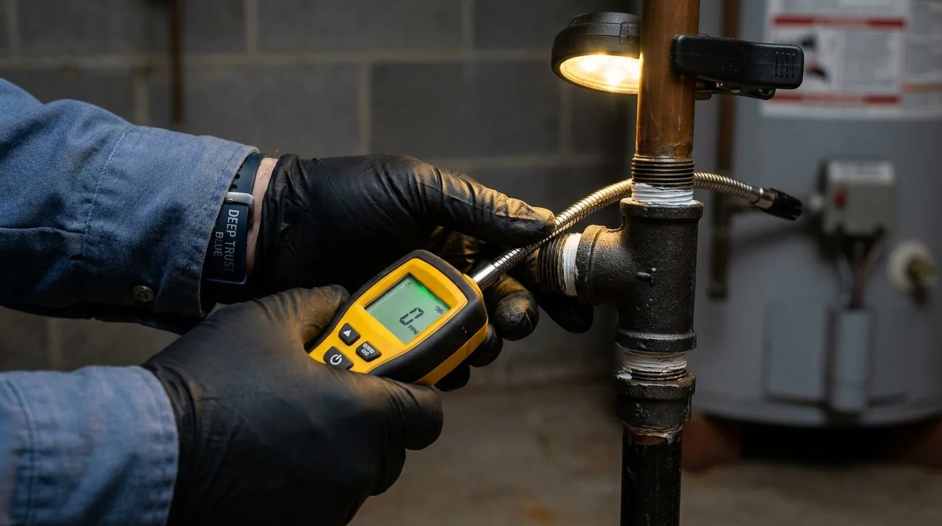 Gas leak detection with electronic sniffer by Johns Plumbing LLC in Port Norris