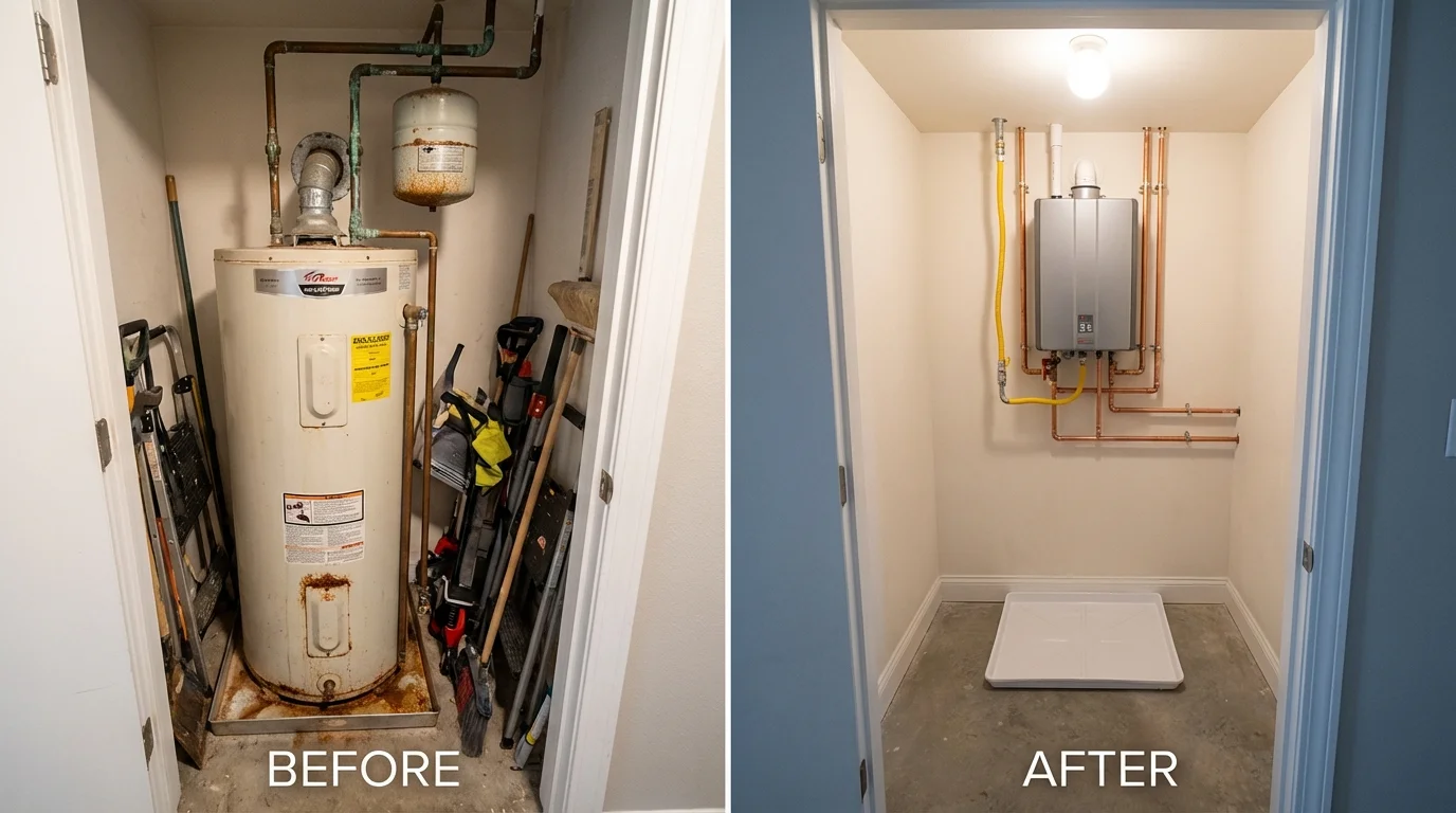 Tank water heater versus wall-mounted tankless unit comparison for Port Norris, NJ homeowners