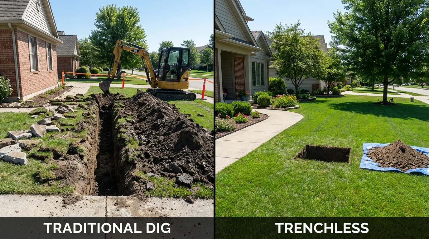 Trenchless sewer repair with minimal yard damage versus traditional excavation in Port Norris, NJ